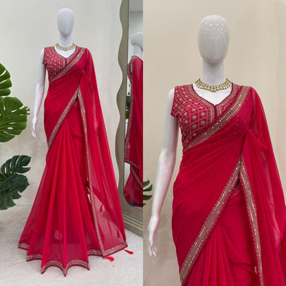 RED BRIDAL SILK SAREE FOR WOMEN