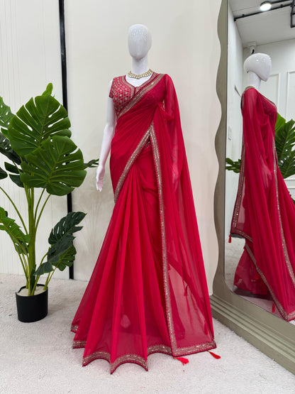 RED BRIDAL SILK SAREE FOR WOMEN