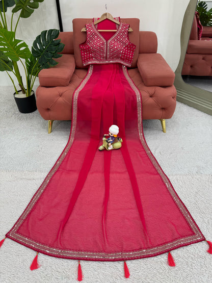 RED BRIDAL SILK SAREE FOR WOMEN