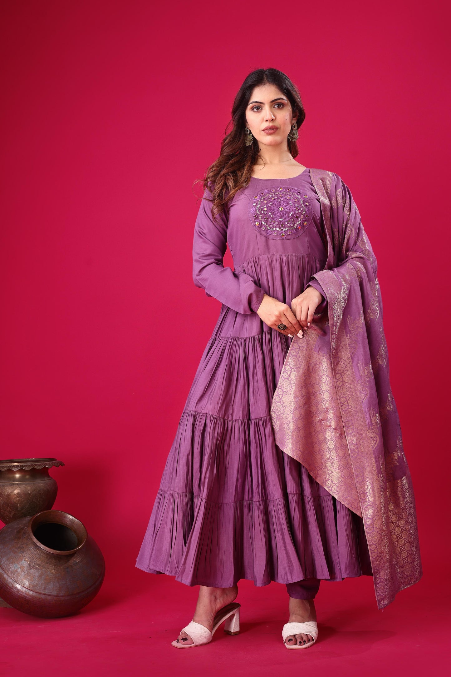 Party Wear Look Full Heavy Embroidery gown with dupatta