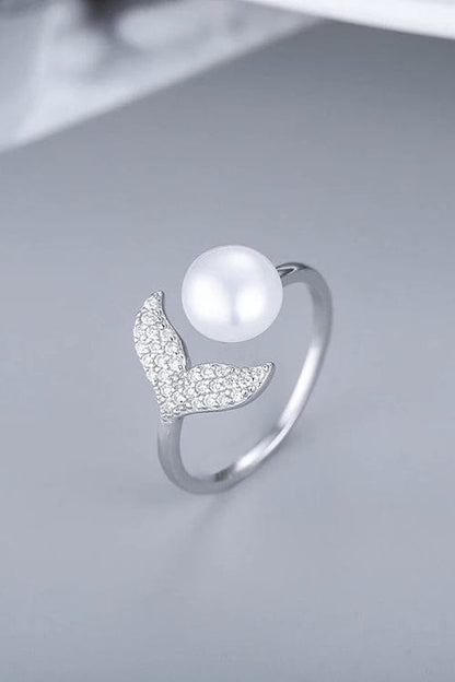 Pearl with leaves Mist korean inspired ring