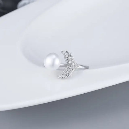 Pearl with leaves Mist korean inspired ring