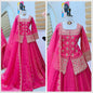 Star Satin Plain Indowestern lehenga