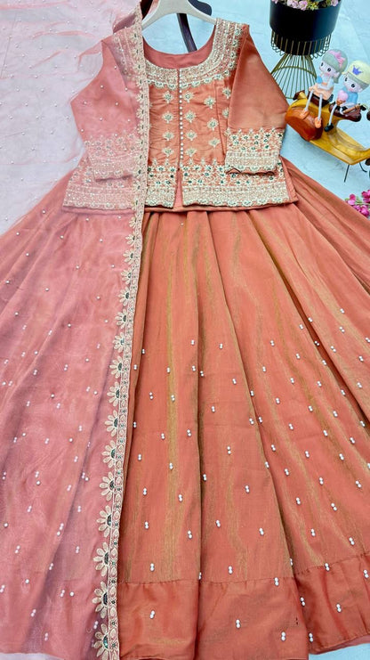 Star Satin Plain Indowestern lehenga