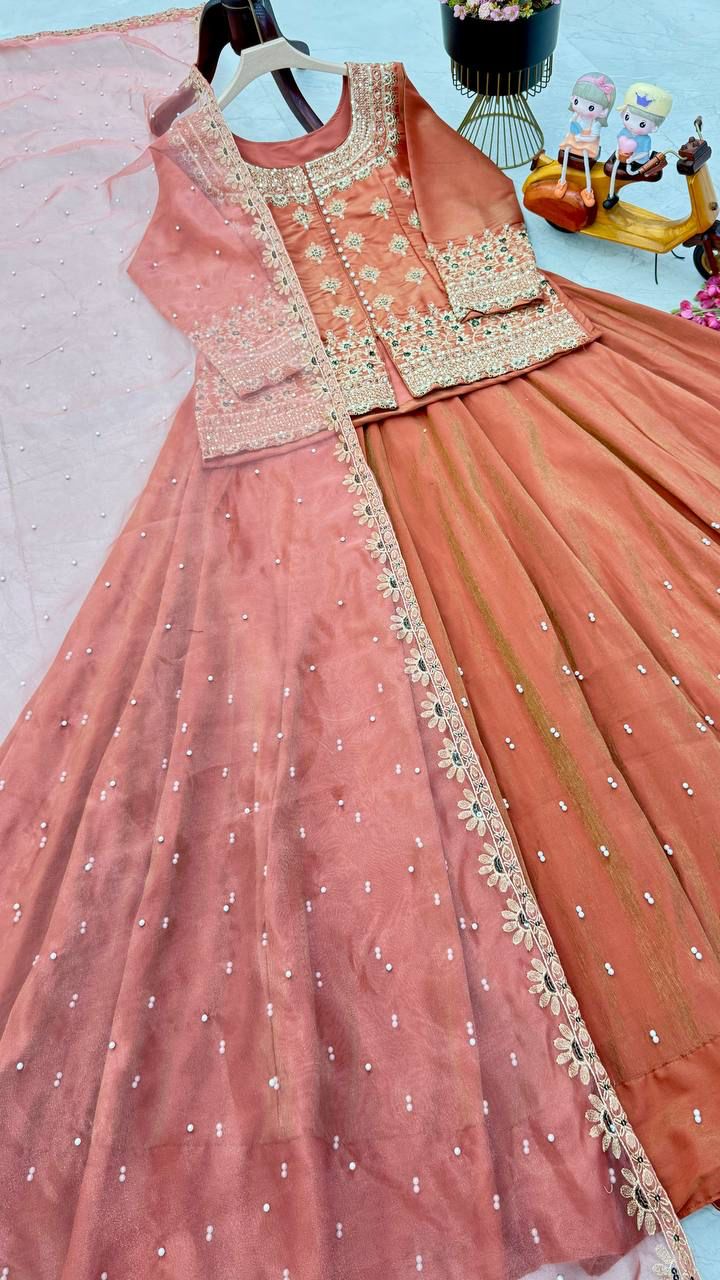 Star Satin Plain Indowestern lehenga