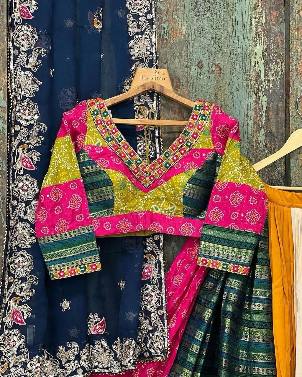 Trendy Designer Digital Printed Mirror work cotton chaniya choli for women