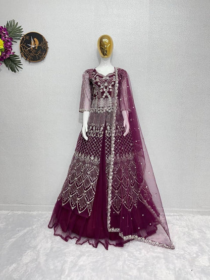 BRIDAL WEAR HEAVY EMBROIDERY SEQUENCE WORK LEHENGAS WITH DUPATTA