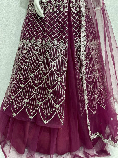 BRIDAL WEAR HEAVY EMBROIDERY SEQUENCE WORK LEHENGAS WITH DUPATTA