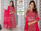 Elegant Rani with flower print One-Piece Gown with Belt & Dupatta