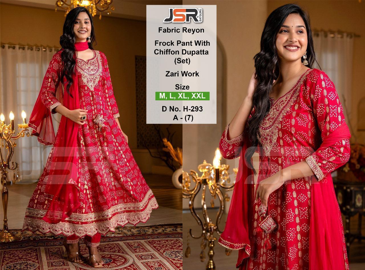 Elegant Red Frock Style Suit with Pant & Dupatta ✨